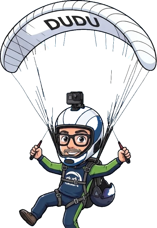 Dudu voando de parapente